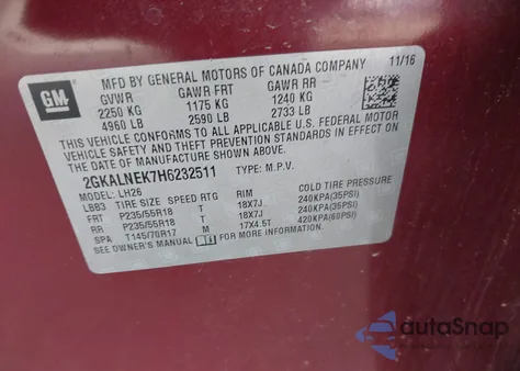 2017 GMC Terrain Sle из США, поврежденный, VIN 2GKALNEK7H6232511